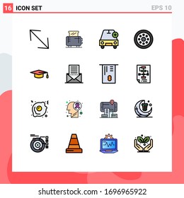 16 Flat Color Filled Line concept for Websites Mobile and Apps education; wheels; car; velg; accessories Editable Creative Vector Design Elements