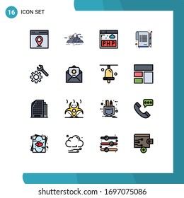 16 concepto de línea plana de color llenado para páginas web móviles y llave de aplicación; acuerdo; agua; signo; materiales de diseño de vectores creativos editables por contrato