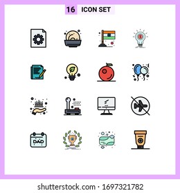 16 Flat Color Filled Line concept for Websites Mobile and Apps layout; report; india; agreement; money Editable Creative Vector Design Elements