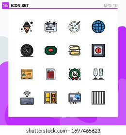 16 Flat Color Filled Line concept for Websites Mobile and Apps paper; fly; petri; airplane; map Editable Creative Vector Design Elements