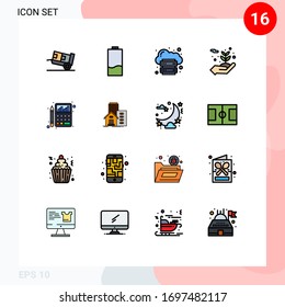 16 Flat Color Filled Line concept for Websites Mobile and Apps protecting; environment; low; energy; internet Editable Creative Vector Design Elements