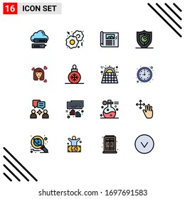 16 Flat Color Filled Line concept for Websites Mobile and Apps security; protection; design; locked; photo Editable Creative Vector Design Elements