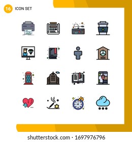 16 Flat Color Filled Line concept for Websites Mobile and Apps fast; cup; drawing; coffee; hardware Editable Creative Vector Design Elements