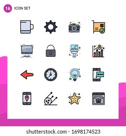16 Flat Color Filled Line concept for Websites Mobile and Apps manufacturing; digital; photography; hardware; connected Editable Creative Vector Design Elements