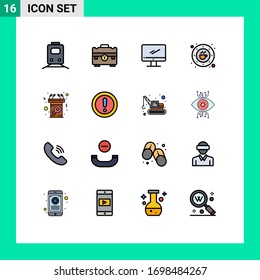 16 Flat Color Filled Line concept for Websites Mobile and Apps coffee; bean; handbag; pc; device Editable Creative Vector Design Elements