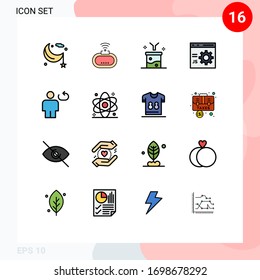 16 Flat Color Filled Line concept for Websites Mobile and Apps development; coding; signal; browser; funnel Editable Creative Vector Design Elements
