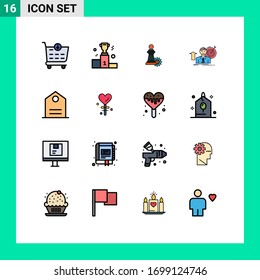 16 Flat Color Filled Line concept for Websites Mobile and Apps basic; achieve; chess; target; success Editable Creative Vector Design Elements