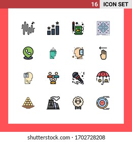 16 Flat Color Filled Line concept for Websites Mobile and Apps phone; grid; drink; matrix; infrastructure Editable Creative Vector Design Elements