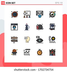 16 Flat Color Filled Line concept for Websites Mobile and Apps interface; analysis; students; sales; analytics Editable Creative Vector Design Elements