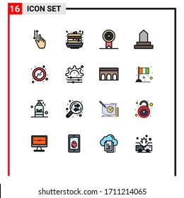 16 Flat Color Filled Line concept for Websites Mobile and Apps ad; islamic building; sweet; historical building; stamp Editable Creative Vector Design Elements