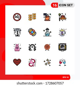 16 Flat Color Filled Line concept for Websites Mobile and Apps water; circus; hot; face; brazil Editable Creative Vector Design Elements