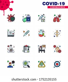 16 Paquete de íconos epidémicos de línea llena de color plano suck como supervisión; emergencia; gripe; virus; anatomía coronavirus viral 2019-nov Enfermedad Vector Elementos de diseño