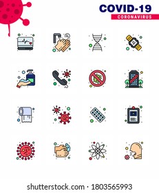 16 Flat Color Filled Line Set of corona Virus Epidemic Icons. z. B. Handsanitizer; Corona; DNA; Waschen; Sekunden virales Coronavirus 2019-nov Krankheit Vectordesign Elements