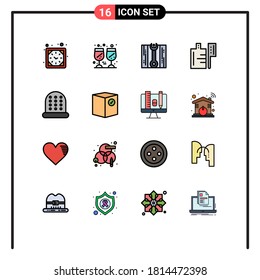 16 Flat Color Filled Line concept for Websites Mobile and Apps check; thimble; wrench; sewing; preparation Editable Creative Vector Design Elements
