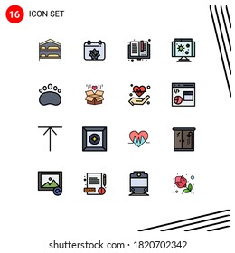 16 Flat Color Filled Line concept for Websites Mobile and Apps bear; internet; back to school; computer; read Editable Creative Vector Design Elements