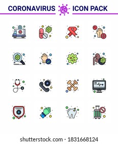 16 ilustraciones vectoriales del virus corona de línea llena de color plano; cinta; médico; médico; enfermedad coronavirus viral cancerosa 2019-nov Elementos de diseño de vectores