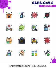 16 Flat Color Filled Line viral Virus corona icon pack such as virus; safety; virus; protection; life viral coronavirus 2019-nov disease Vector Design Elements