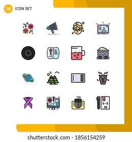 16 Flat Color Filled Line concept for Websites Mobile and Apps ball; layout; megaphone; user; interface Editable Creative Vector Design Elements