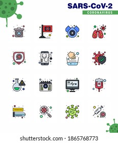 16 Paquete de iconos de corona del virus de la línea de color plana, como la asistencia sanitaria; virus; agua; seguridad; enfermedad coronavirus viral de la enfermedad 2019-nov Elementos de diseño de vectores