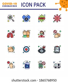 16 Paquete de íconos epidémicos de línea llena de color plano suck como anatomía; vida; advertencia; virus; virus de la coronavirus viral 2019-nov Enfermedad Vector Elementos de diseño
