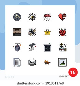 16 Flat Color Filled Line concept for Websites Mobile and Apps gift; like; funds; love; wet Editable Creative Vector Design Elements