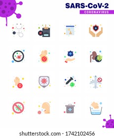 16 Flat Color Set of corona virus epidemic icons. such as virus; germs; skull; blood; shield viral coronavirus 2019-nov disease Vector Design Elements