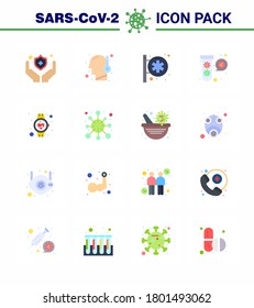 16 Flat Color Set of corona virus epidemic icons. such as healthcare; virus; hospital signboard; tubes; elucation viral coronavirus 2019-nov disease Vector Design Elements