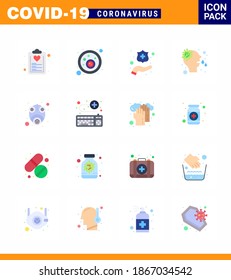 16 Flat Color Set of corona virus epidemic icons. such as gas; virus; virus; runny; allergy viral coronavirus 2019-nov disease Vector Design Elements