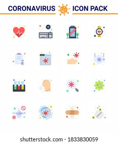 16 Flat Color viral Virus corona icon pack such as smart watch; medical; survice; healthcare; staying viral coronavirus 2019-nov disease Vector Design Elements