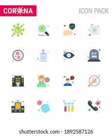 16 Flat Color viral Virus corona icon pack such as bacteria; science; virus; laboratory; safe viral coronavirus 2019-nov disease Vector Design Elements