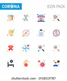 16 Paquete de iconos de corona de virus de color plano como la gripe; ensayo; tienda; muestra; Enfermedad de coronavirus viral de laboratorio 2019-nov Elementos de diseño de vectores