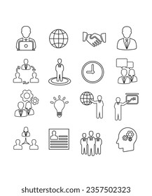 16 Flat Line Unique Business Icons