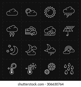 16 flat modern weather icons
