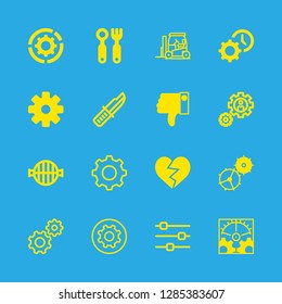 16 fork icons with forklift and knife in this set