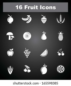 16 Fruit icons. EPS-10.