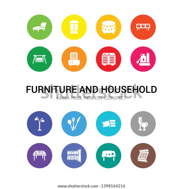 16 Furniture Household Vector Icons Set Stock Vector Royalty Free