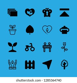 16 garden icons with barrier and ecology in this set