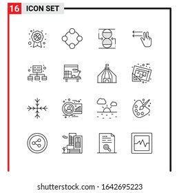 16 General Icons for website design print and mobile apps. 16 Outline Symbols Signs Isolated on White Background. 16 Icon Pack.