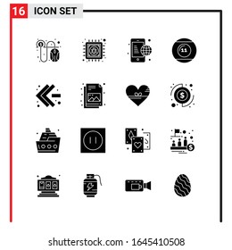 16 iconos generales para diseño de sitios web, aplicaciones impresas y móviles. 16 Símbolos de glifo Señales aisladas en fondo blanco. Paquete de iconos.