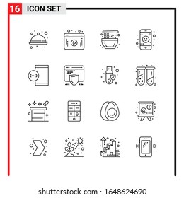 16 General Icons for website design print and mobile apps. 16 Outline Symbols Signs Isolated on White Background. 16 Icon Pack.