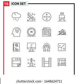 16 General Icons for website design print and mobile apps. 16 Outline Symbols Signs Isolated on White Background. 16 Icon Pack.