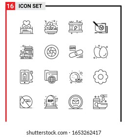 16 General Icons for website design print and mobile apps. 16 Outline Symbols Signs Isolated on White Background. 16 Icon Pack.