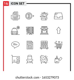 16 General Icons for website design print and mobile apps. 16 Outline Symbols Signs Isolated on White Background. 16 Icon Pack.
