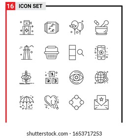 16 Allgemeine Symbole für Webdesign-Druck und mobile Apps. 16 Symbole einzeln auf weißem Hintergrund. 16 Icon Pack.