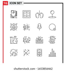16 General Icons for website design print and mobile apps. 16 Outline Symbols Signs Isolated on White Background. 16 Icon Pack.