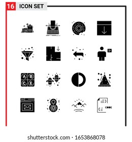 16 General Icons for website design print and mobile apps. 16 Glyph Symbols Signs Isolated on White Background. 16 Icon Pack.