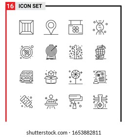 16 General Icons for website design print and mobile apps. 16 Outline Symbols Signs Isolated on White Background. 16 Icon Pack.