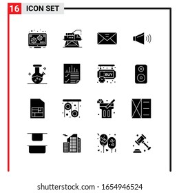 16 General Icons for website design print and mobile apps. 16 Glyph Symbols Signs Isolated on White Background. 16 Icon Pack.