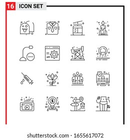 16 General Icons for website design print and mobile apps. 16 Outline Symbols Signs Isolated on White Background. 16 Icon Pack.