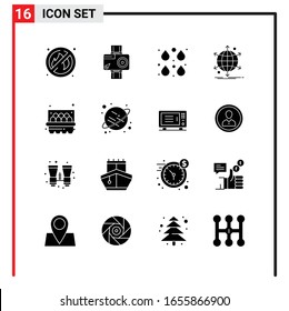 16 General Icons for website design print and mobile apps. 16 Glyph Symbols Signs Isolated on White Background. 16 Icon Pack.